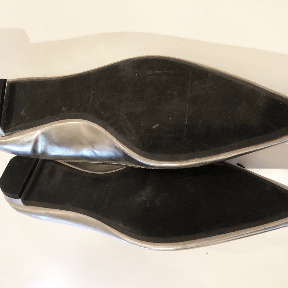 Silver Prada Flats - Picture 4 of 6